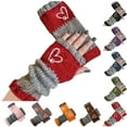 thumbnail image 1 of Women's Knitted Fingerless Gloves with Cute Cat Embroidery - Cat Embroidery Splicing Knitted Gloves, womens winter gloves warm,Thick Warm Winter Gloves,warm womens gloves (#002 Coffee), 1 of 4