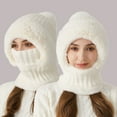thumbnail image 1 of Women's Knitted Hat in Autumn and Winter, 3 in 1 Cold Resistant ScarfHat (White One Size), 1 of 3