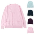 thumbnail image 1 of Women's Knitted Hooded Cardigan Sweater Jacket Long Sleeve Button Up Double Pocket Casual Loose Fit Warm Outwear Fall Winter Fashion Gift | CSEONE,Dark Blue L, 1 of 7