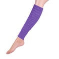 thumbnail image 1 of Women's Knitted Leg Warmers Boot Cuffs, 40cm Long Solid Color Stacked Sock Sleeves, Warm Boot Toppers for Winter Fashion and Outdoor Wear - Purple, 1 of 3