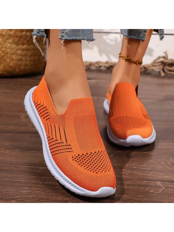 Women's Knitted Loafers Soft Sole Arch Support Workout Walking Shoes Breathable Casual Slip on Nursing Shoes
