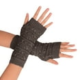 thumbnail image 1 of Women's Knitted Open Finger Gloves Half Finger Short Warm Gloves, 1 of 4
