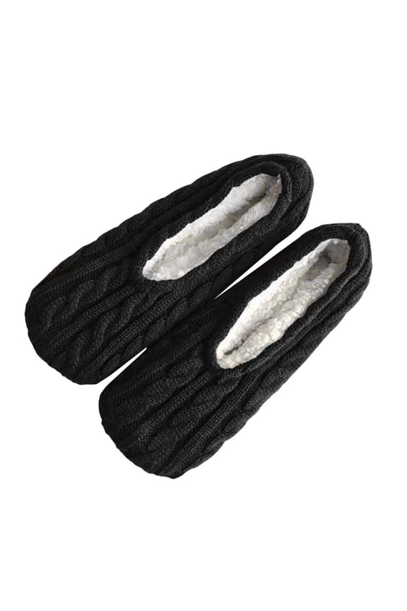 Women's Knitted Plush Floor Slipper Socks with Non Slip Bottoms, Cozy Fuzzy Warm House Slippers, Thickened Soft Winter Home Footwear for Cold Weather - A