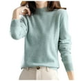 thumbnail image 1 of Women's Knitted Pullover Sweater Autumn Winter Casual Loose Fit Thickened Half High Neck Soft Warm Solid Color Top, 1 of 5