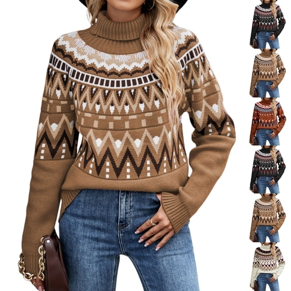 Women's Knitted Retro Round Neck Loose Pullover Sweater for Fall Winter Timeless Pieces,Khaki,L