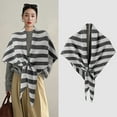 thumbnail image 1 of Women's Knitted Shawl Wrap with Stripe Pattern, Wool Blend Fashion Scarf Cape for Shoulder Tops and Seasonal Outerwear, 1 of 9