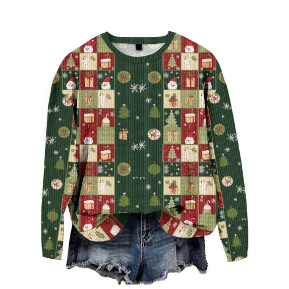 Women's Knitted Sweater Christmas Jumpers Long Sleeve Streetwear Pullover Tops Funny Clothes