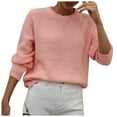 thumbnail image 1 of Women's Knitted Sweater Crewneck Long Sleeve Casual Comfy Fall Winter Clothes Pullover Sweaters Jumper Tops, 1 of 8