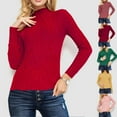 thumbnail image 1 of Women's Knitted Sweater Pullover Top Long Sleeve Round Neck Casual Loose Fit Solid Color Warm Winter Fashion Gift | CSEONE,Red L, 1 of 8