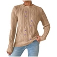thumbnail image 1 of Women's Knitted Sweaters Fall Winter Loose Solid Color Knitted Pullovers Floral Embroidered Long Sleeved Round Neck Sweater Tops, 1 of 6