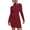 thumbnail image 1 of Women's Knitted Turtleneck Sweater Dress Long Sleeve Winter Warm Casual Elegant Outfit, 1 of 2