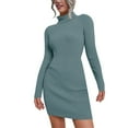 thumbnail image 1 of Women's Knitted Turtleneck Sweater Dress Long Sleeve Winter Warm Casual Elegant Outfit, 1 of 2
