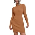thumbnail image 1 of Women's Knitted Turtleneck Sweater Dress Long Sleeve Winter Warm Casual Elegant Outfit, 1 of 2