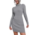thumbnail image 1 of Women's Knitted Turtleneck Sweater Dress Long Sleeve Winter Warm Casual Elegant Outfit, 1 of 2