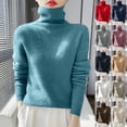 thumbnail image 1 of Women's Knitted Turtleneck Sweater Shirt Top Long Sleeve Loose Fit Warm Soft Fashion Casual Winter Fall Fashion Gift | CSEONE,White L, 1 of 9