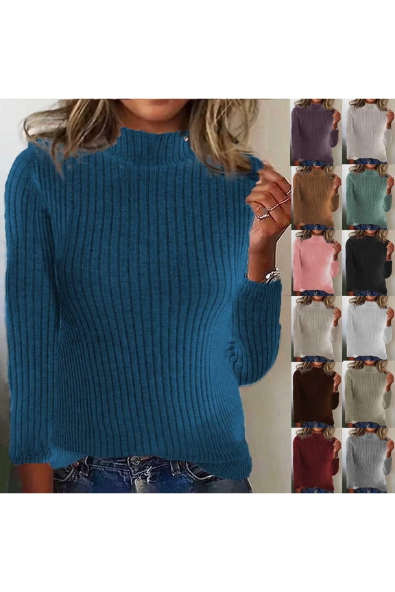 Women's Knitted Turtleneck Sweater Top Solid Color Loose Fit Casual Daily Wear Work Office Vacation Fashion Essential Gift for Women | Ihhddx,Purple L