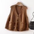 thumbnail image 1 of Women's Knitted Vest, Layered Sleeveless Sweater Vest, Casual Fit for Autumn and Winter Seasons, Versatile Casual Outerwear for Chic Layering and Daily Style Brown S, 1 of 4