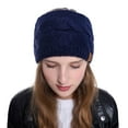 thumbnail image 1 of Women's Knitted Winter Headband - Chunky Cable Knit Ear Warmer with Hoop Design, Stretchable Hairband for Cold Weather, Outdoor Sports, Christmas Gifts (Multiple Colors), 1 of 6