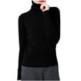 thumbnail image 1 of Women's Knitting Cotton Tops Fall Fashion Long Sleeve Pullover Turtleneck Knit Stretch Winter Sweater Blouses, 1 of 4