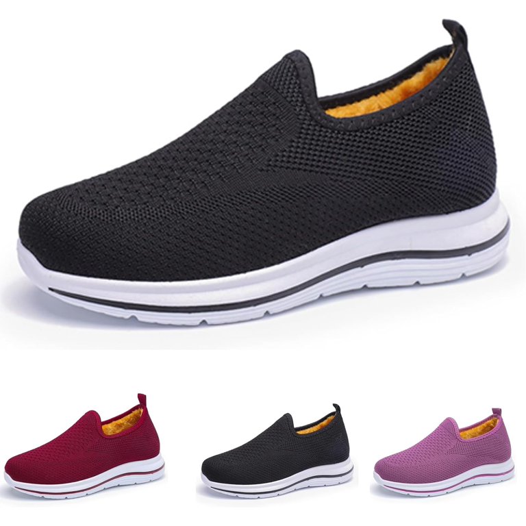 Women's Knitting Mesh Surface Cotton Shoes Comfortable Low Top Non