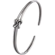 Womens Knot Handcrafted Bracelet,Vintage Double Layer Knot Bracelet, Simple Open Alloy Bracelet, Friendship Bracelet, Minimalist Personalized Jewelry Gift Silver