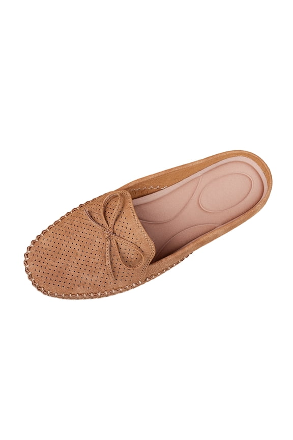 Women's Knotted Flat Mules Comfortable Round Toe Slip-On Lightweight Breathable Anti-Slip Driving Moccasin Clogs Suitable for Everyday Casual Work,36