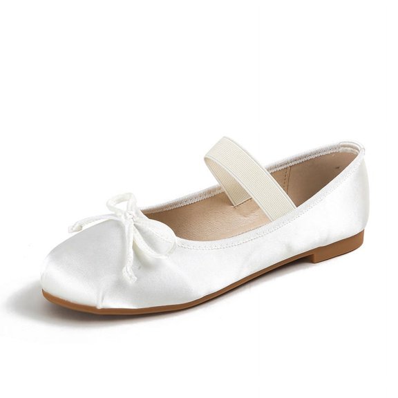 Women's Korean - Style Ballet Flats - Comfortable Round - Toe Satin Flat Shoes with Bow Detail for Daily Wear in All Seasons shoes for women dressy casual