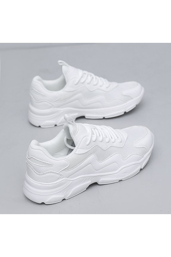 Women's Korean-Style Breathable Mid-Top Sneakers - Lace-Up & Mesh Sneakers Suitable for Running, Gym, Casual Wear - Cushioned Sole, Year-Round Versatile Footwear ( Style), Women Shoes