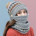 thumbnail image 1 of Women's Korean Style Knit Hat with Ear Flaps, Cute Winter Beanie for Cycling, Soft Acrylic Ribbed Hat, Warm Ear Protection Cap, Sweet Style Slouchy Beanie, Cold Weather Hat - Grey, 1 of 4