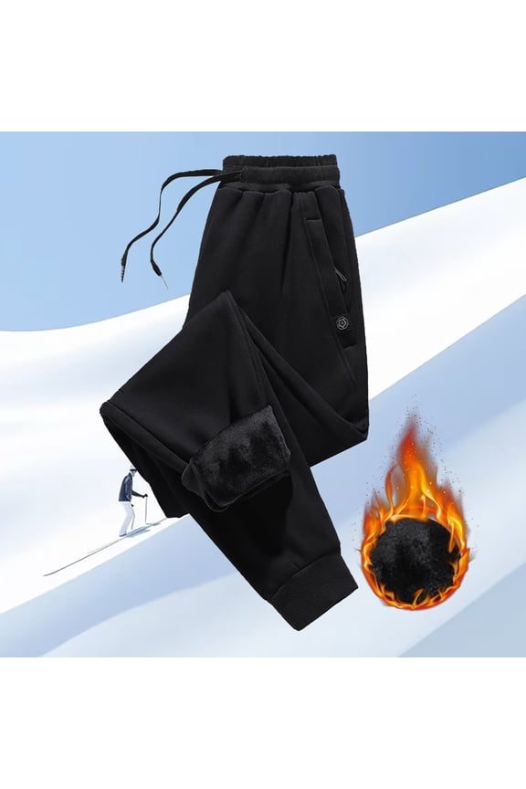 Women's Korean Version Fleece Sweatpants, Winter Thickened Thermal Lined Drawstring Waistband Sports Pants, Casual Lounge Pants for Autumn Winter Comfort and Streetwear Fashion Black1 L