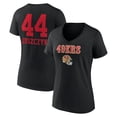 thumbnail image 1 of Women's Kyle Juszczyk Black San Francisco 49ers Wordmark Player Name & Number V-Neck T-Shirt, 1 of 3