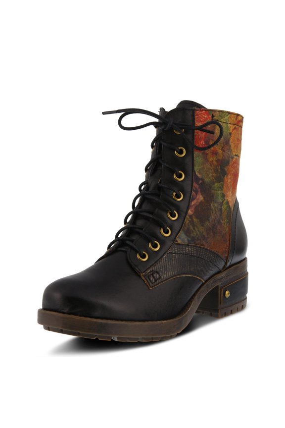 L’Artiste Marty Hand-Painted Leather Ankle Boots for Women – Cozy Flannel Lined Comfort Boot with Zipper Closure
