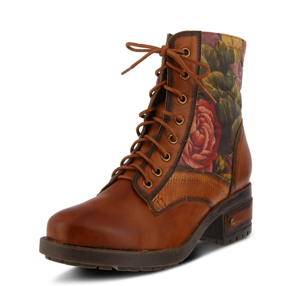 L’Artiste Marty Hand-Painted Leather Ankle Boots for Women – Cozy Flannel Lined Comfort Boot with Zipper Closure