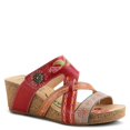 thumbnail image 1 of L'Artiste by Spring Step Women's Swan Slide Sandals Hand Painted Leather, Adjustable Straps, Floral Design, Wedge Heel, Hook & Loop, Open Toe, 1 of 7