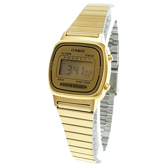 Women's LA-670WG-9D Gold Steel Casual Digital Watch