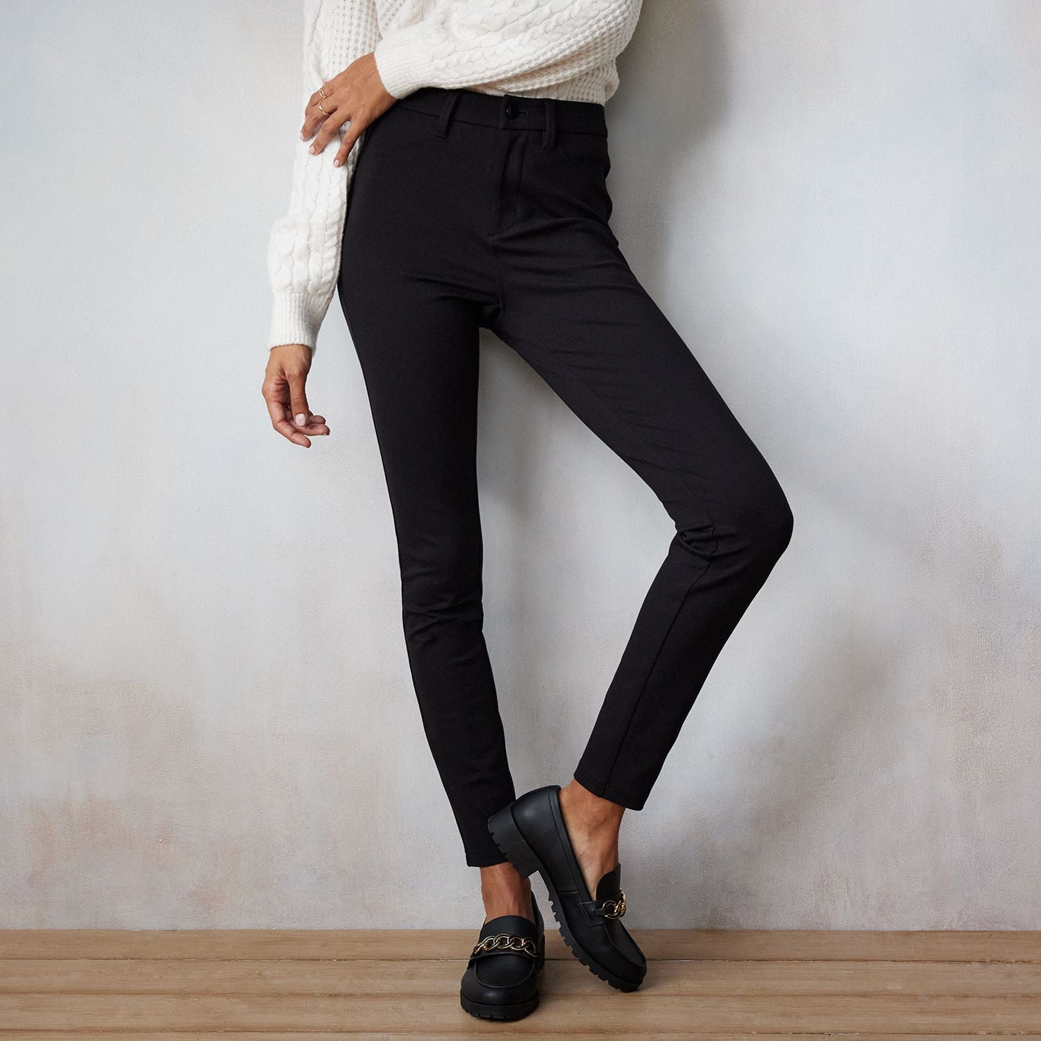 High Waisted Black Skinny Ponte Pants Yours High Waisted Ponte