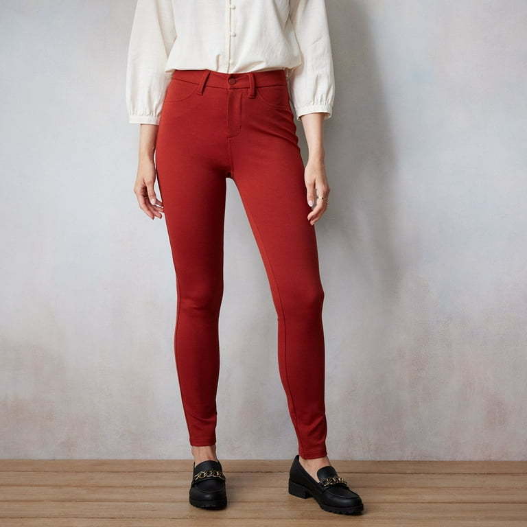 Women s LC Lauren Conrad High Rise Super Skinny Ponte Pants Color Brick Pottery Size XS LONG Walmart