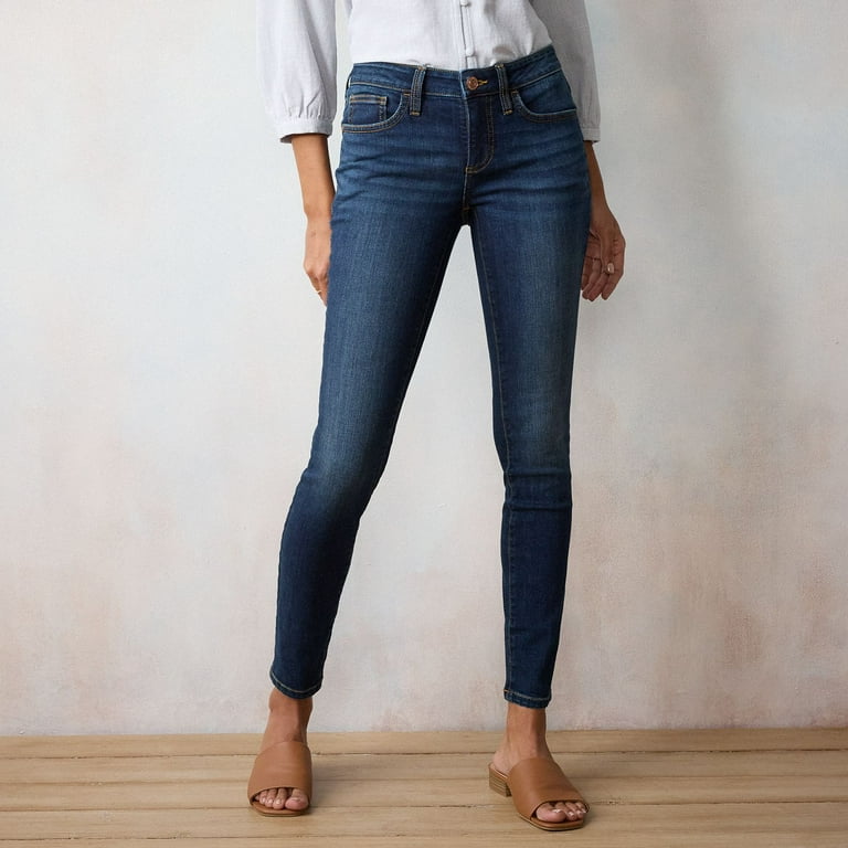 Women s LC Lauren Conrad Midrise Skinny Jeans Color Dark Wash Size 6 Walmart
