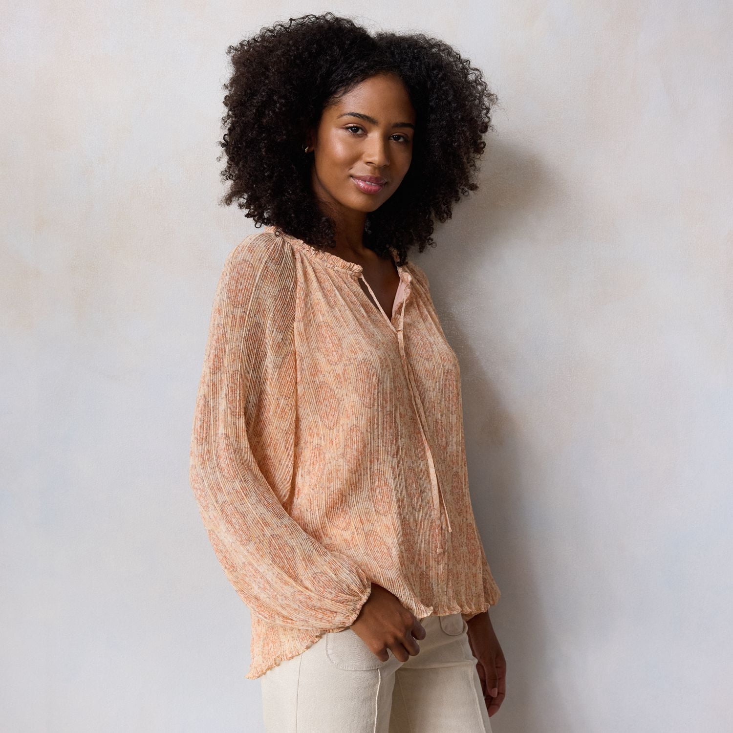 Women's LC Lauren Conrad Tie-Front Peasant Top Color: Valor Green