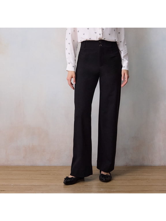 Women's LC Lauren Conrad Wildflower Super High Rise Wide Leg Pants Color: Black Size: 16