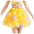 thumbnail image 1 of Women's LED Light Up Tulle Tutu Skirt Layered Elastic High Waist Fluffy Petticoat Skirt For Music Festival Glow Party Performance Costume Apparel, 1 of 4