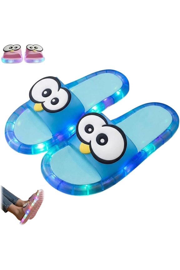 Women's LED Light up Slippers,Big Eyes Comfort Light-Up Sandals for Indoor House,Cute Open Toe Outdoor Non Slip Slippers