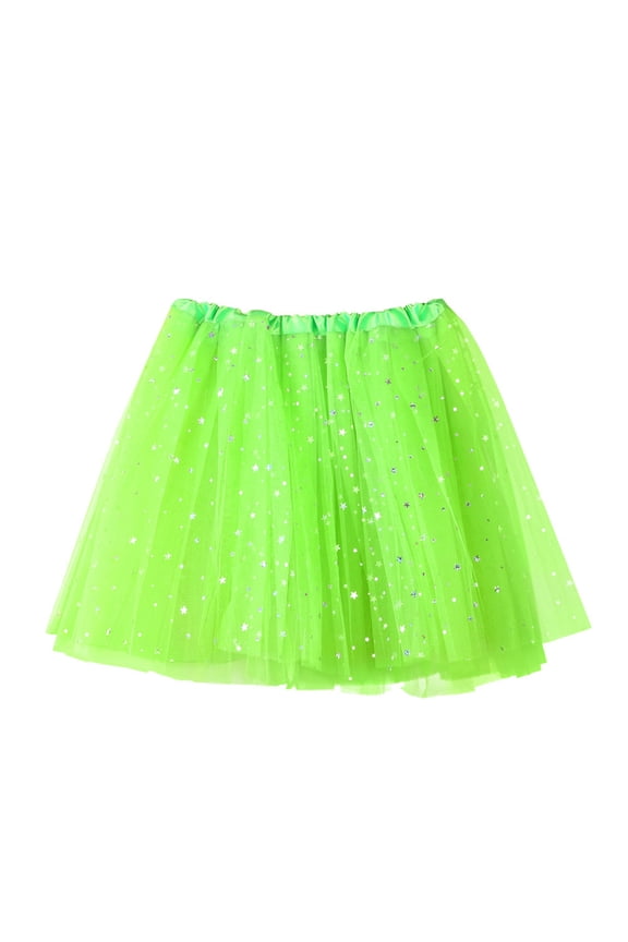 Women's LED Skirt Light Up Star Dance Skirts Layered Ballet Tutus Elastic Mesh Tulle Skirt Prom Cute Half Skirt