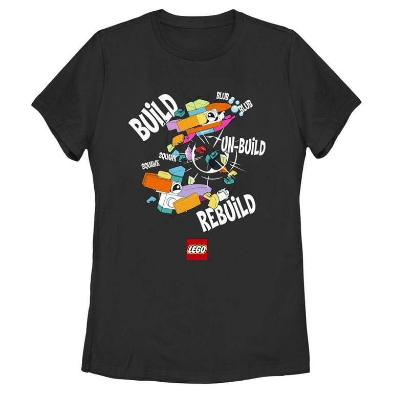 Women's LEGO Build Unbuild Rebuild Graphic Tee Black Small