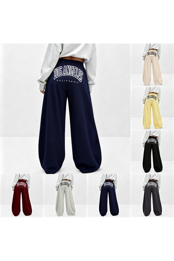 Women's LOS ANGELES Graphic Baggy Sweatpants Drawstring Waist Wide Leg Athletic Flowy Floor Length Track Pants Streetwear