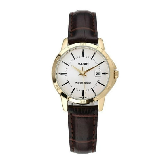 Women's LTP-V004GL-7A Genuine Leather Band Analog Watch