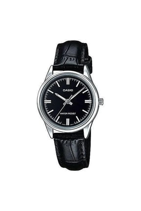 Women's LTPV005L-1A Black Leather Quartz Fashion Watch