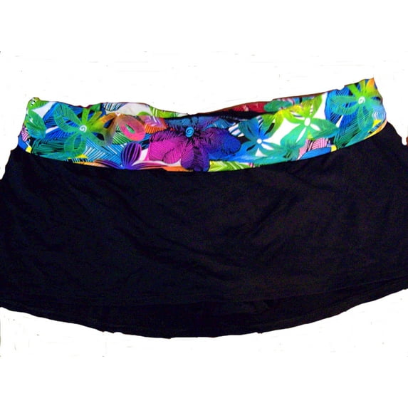 Women's La Blanca Swimsuit Bottom Skirt Black Multi Colored Band