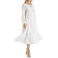 thumbnail image 1 of Women's La Cera 1283R 100% Cotton Woven Embroidery Long Sleeve Gown (White/Lavender M), 1 of 1