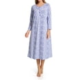 thumbnail image 1 of Women's La Cera 1530 Cotton Knit Long Sleeve Nightgown (Blue/White Floral XL), 1 of 1
